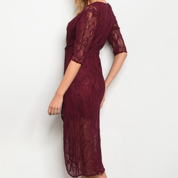 🆕Wine lace dress. - Picture 3 of 4